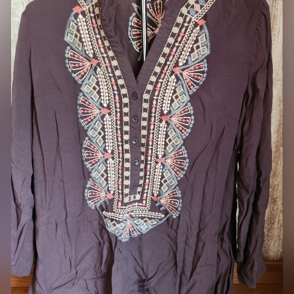 Embroidered Long Sleeve Blouse Luna Moon